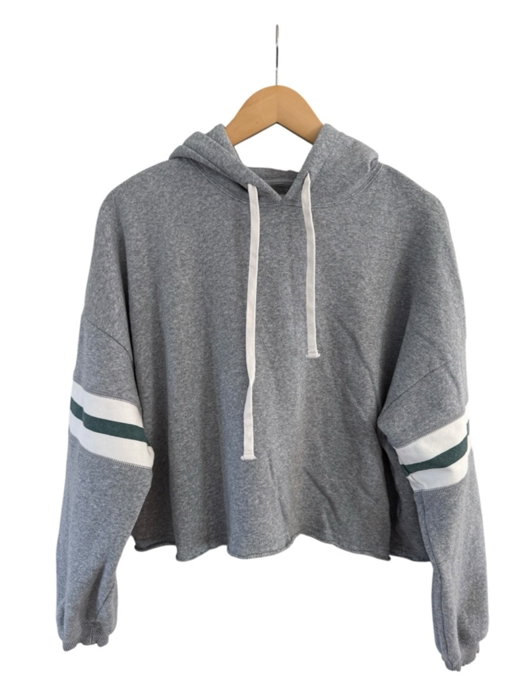 American Eagle Cropped Hoodie Sweatshirt Gray Size XS